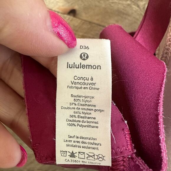 Lululemon Fine Form Bra Star Ruby Scoop Neck Stretch Size 36D - Picture 11 of 11